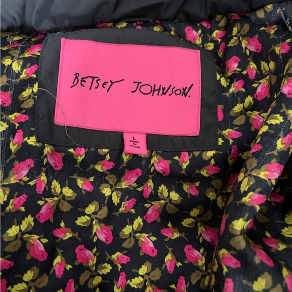 Betsey Johnson Charcoal Puffer Jacket with Faux Fur Hood - Picture 4 of 9